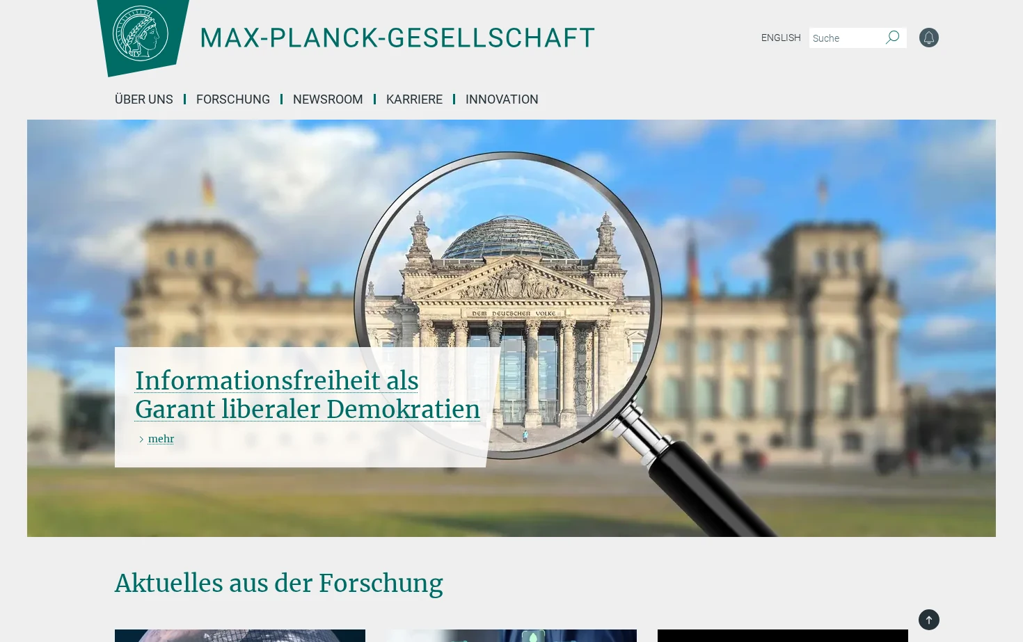 Max-Planck-Gesellschaft 页面快照